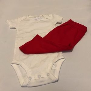 Carter’s Just One You WHITE  Onesies & RED Pants (2 Pieces Set) 6M NWOT